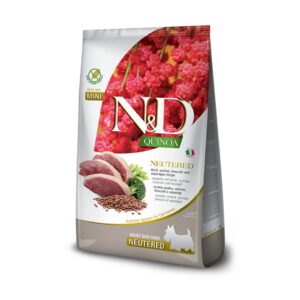 N&D QUINOA NEUTERED CANARD BROCOLI ASPERGE ADULTE MINI 2,5kg